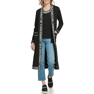Karl Lagerfeld Paris Damski sweter z długim rękawem i logo miękki odzież sportowa, Czarny, XS - Swetry damskie - miniaturka - grafika 1