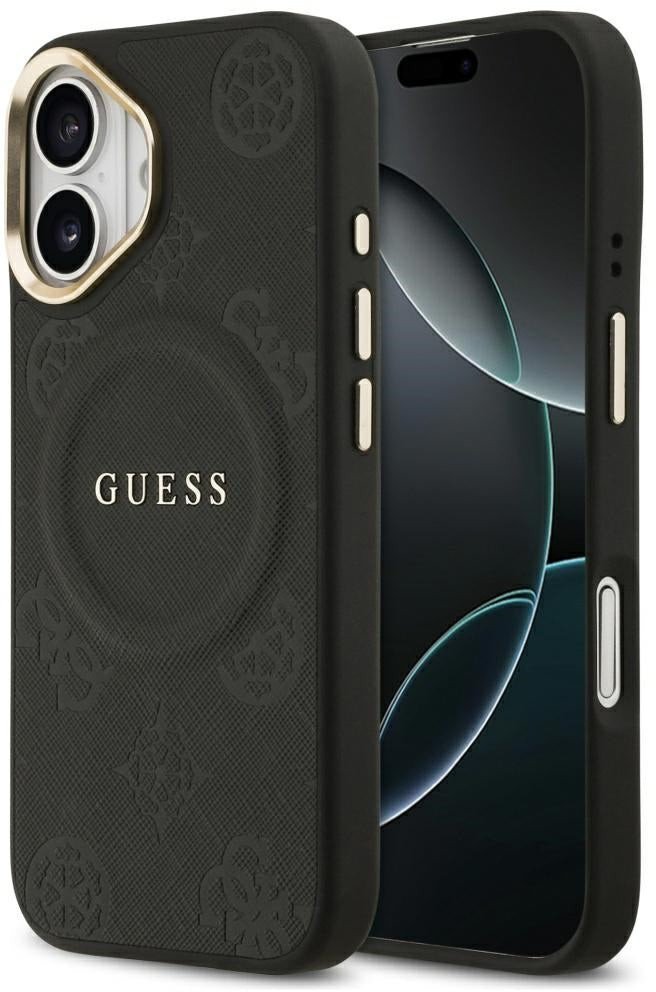 Etui Guess Peony Hot Stamp MagSafe na iPhone 17 - czarne