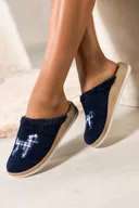 Kapcie damskie - Granatowe kapcie damskie Inblu obuwie domowe z aplikacją psa skórzana wkładka soft XG999957 - miniaturka - grafika 1