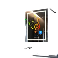 Lustra - Podświetlane lustro łazienkowe, głośnik Bluetooth, trzy opcje oświetlenia, jasnoszare - miniaturka - grafika 1