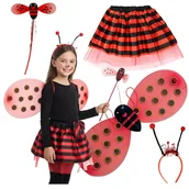 Ozdoby do włosów - STRÓJ BIEDRONKI BIEDRONKA skrzydełka spódniczka opaska różdżka KOMPLET 4w1 - miniaturka - grafika 1