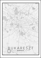 Plakaty - Galeria Plakatu, Plakat, Bukareszt Mapa Czarno Biała, 59,4x84,1 cm - miniaturka - grafika 1