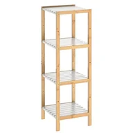 Szafki łazienkowe - Szafka Łazienka Przedpokój Bambusowa 4 Półki Biała - miniaturka - grafika 1