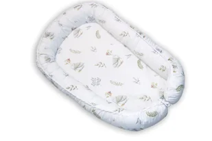 Gniazdko niemowlęce Prestige natural cotton 55x80 białe liście gałązki materacyk pozycjonujący - Kokony niemowlęce - miniaturka - grafika 1