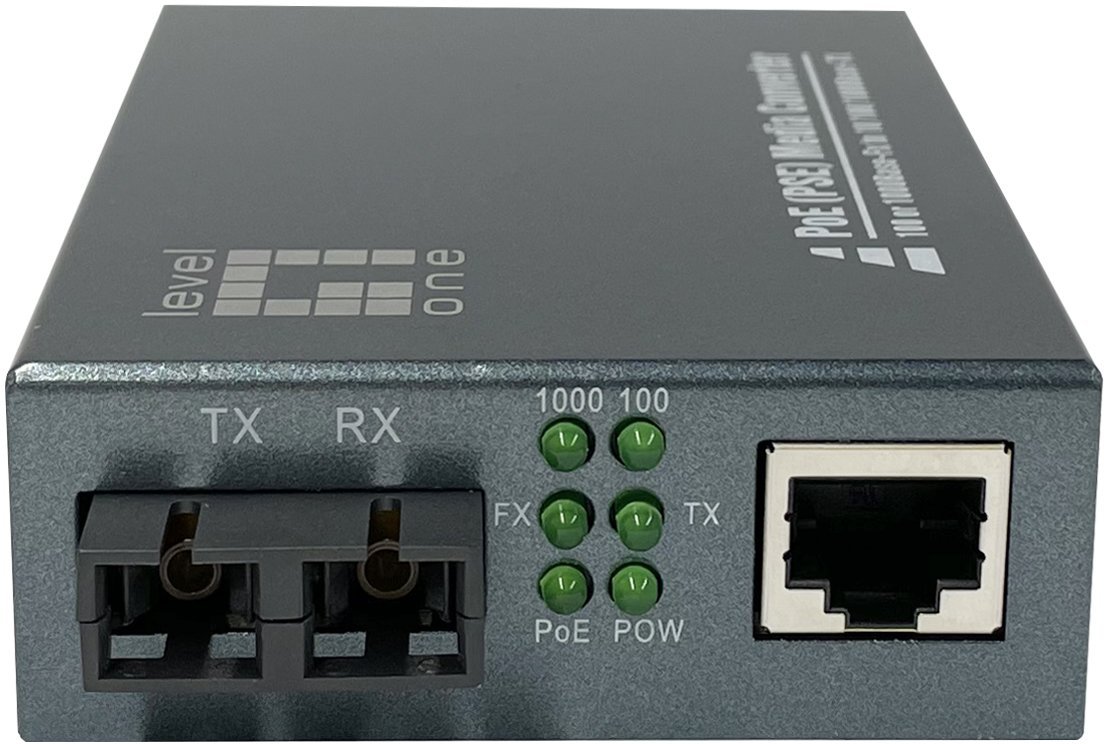 LevelOne Media Konverter RJ45->SC GE SM PoE 30W 1310nm 20km GVT-2014