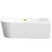 Wanny - Wanna wolnostojąca przyścienna ryflowana, prawostronna, z syfonem ZŁOTY - miniaturka - grafika 1