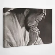 Ikony i obrazy sakralne - Jezus Modlitwa czarno biały - obraz polycanvas, 30x20 - miniaturka - grafika 1