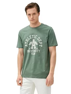 Koton Męski t-shirt Varsity Crew Neck Short Sleeve Cotton T-Shirt, khaki (871), L - Koszulki męskie - miniaturka - grafika 1