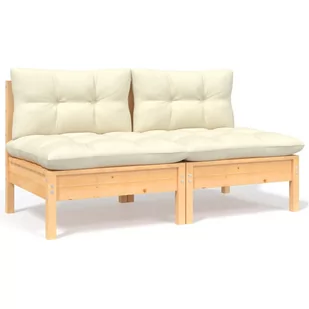 VidaXL 2-osobowa sofa ogrodowa z kremowymi poduszkami, drewno sosnowe! 806652 - Sofy ogrodowe - miniaturka - grafika 1