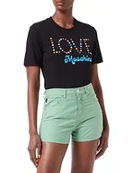 Spodenki damskie - Love Moschino Damskie szorty Fancy Cotton-Linen Blend with Matching Logo Back Tag Casual Shorts, zielony, 42 PL - miniaturka - grafika 1