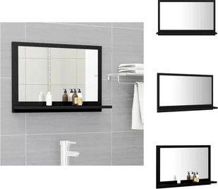 vidaXL Lustro łazienkowe czarne 60x10,5x37 cm materiał drewnopochodny - Umywalki łazienkowe - Lustra - miniaturka - grafika 1