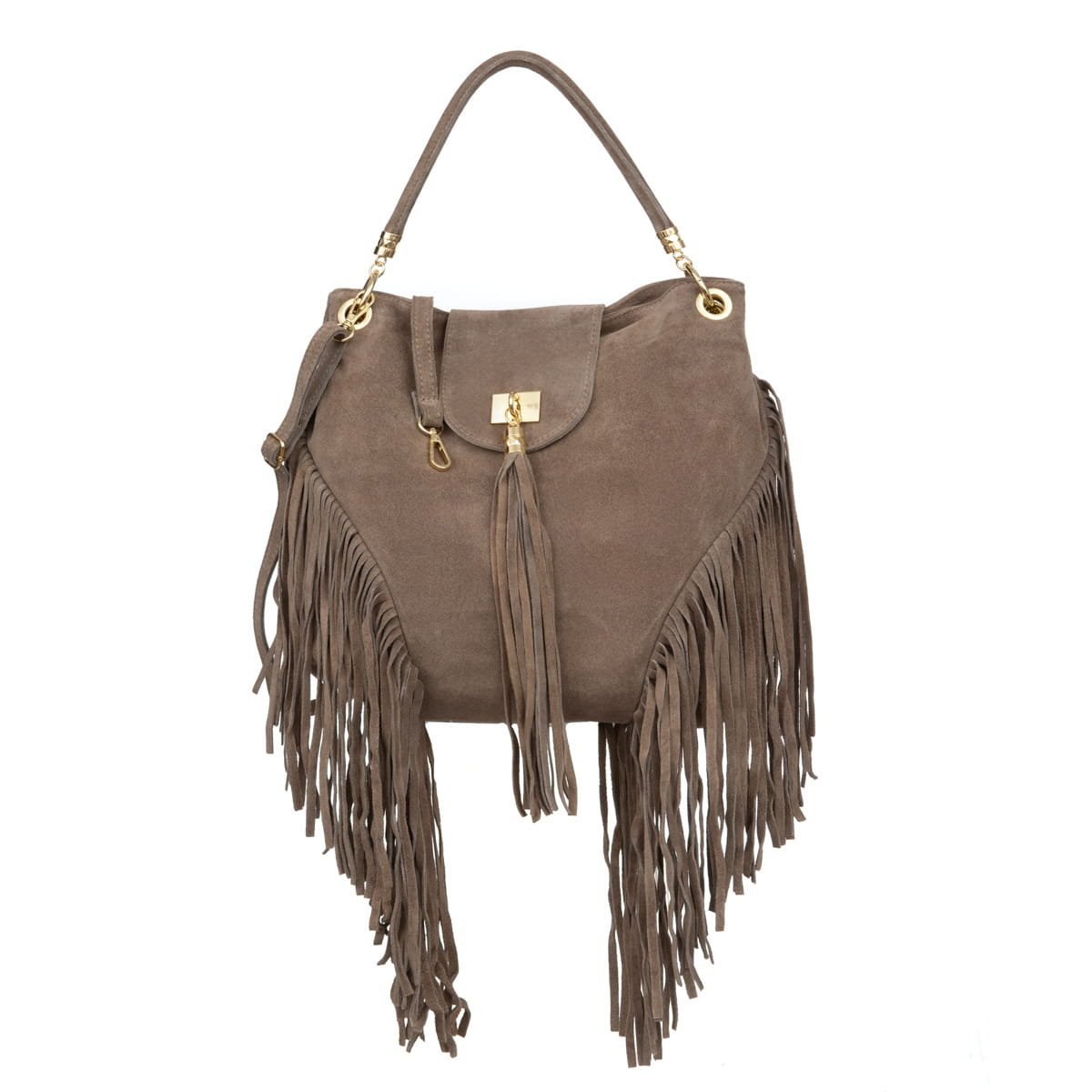 Worek Damski Zamszowy Vezze Poesia Taupe