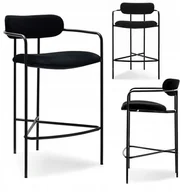 Taborety i hokery - Nowoczesny Hoker Barowy Z Weluru Na Metalowych Nogach Do Wyspy Vidal Czary - miniaturka - grafika 1