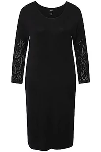 Ulla Popken Damska koszula nocna Nightgown Lace Details, czarny, 58-60 - Piżamy damskie - miniaturka - grafika 1