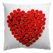 Poszewki na poduszki - Poszewka dekoracyjna 43x43 Jess Eco Cork Serce biała czerwona Domarex - miniaturka - grafika 1