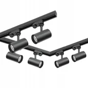 Lampy sufitowe - Zestaw szynowy 3 fazowy 6x Lampa GU10 3x szyna 1m 2x łącznik L Czarny - miniaturka - grafika 1