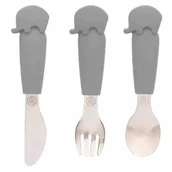 Sztućce dla dzieci - Eco Rascals Zestaw Sztućców Słonik Silver - miniaturka - grafika 1