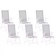 Fotele i krzesła ogrodowe - Beliani Zestaw do ogrodu 6 krzeseł szare aluminiowe regulowane CATANIA - miniaturka - grafika 1