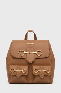 Love Moschino plecak damski kolor brązowy mały z aplikacją - Plecaki - miniaturka - grafika 1