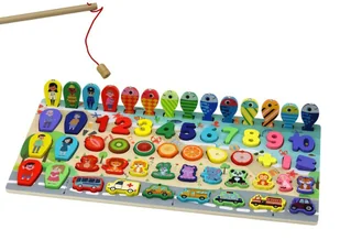 Panel Edukacyjny Sorter Drewniany Tablica Układanka Kolorowa Nauka 59 ele. - Sortery dla dzieci - miniaturka - grafika 1