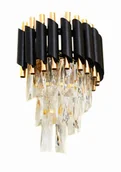 Lampy ścienne - MAZINI W2 kinkiet kryształowy glamour wykończenie czarne/złote 2xE14 - miniaturka - grafika 1