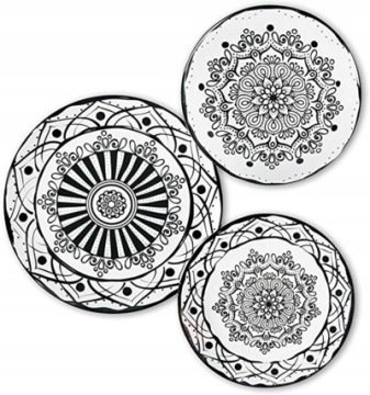 Excelsa Boheme Noir zestaw obiadowy, 18 elementów, porcelana, czarno-biały