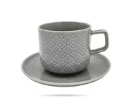 Serwisy do kawy i herbaty - Lubiana MARRAKESZ K1 FILIŻANKA 250 ML + SPODEK 15 CM 2 EL SZARY PORCELANA K1-4278LUB - miniaturka - grafika 1
