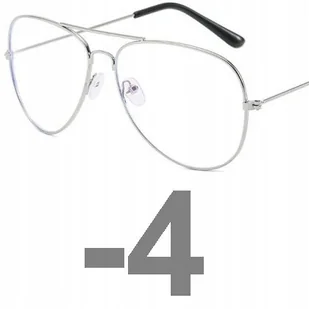 Okulary korekcyjne minusy pilotki srebrne -4 - Okulary korekcyjne, oprawki, szkła - miniaturka - grafika 1