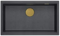 Zlewozmywaki - QUADRON Zlewozmywak (76x44) DASH 110 czarny mat, elementy złote HQD7644U7_PVDG1_U - miniaturka - grafika 1
