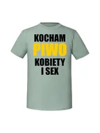 Koszulki i topy damskie - Męska koszulka z nadrukiem - KOCHAM PIWO KOBIETY Miętowy 3XL - miniaturka - grafika 1