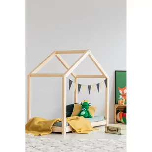 Łóżko dziecięce w kształcie domku z drewna sosnowego 90x200 cm Mila RM – Adeko - Łóżka dla dzieci i młodzieży - miniaturka - grafika 1