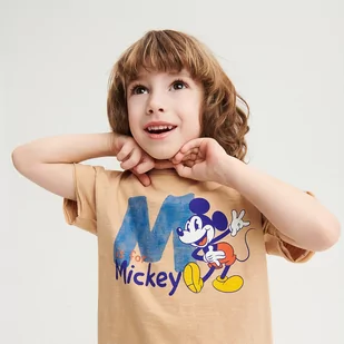 Reserved - T-shirt MICKEY MOUSE - Beżowy - Koszulki dla chłopców - miniaturka - grafika 1
