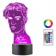 Lampy stojące - Lampka Nocna dla Dzieci Justin Bieber Piosenkarz Prezent Twój Napis 3D LED - miniaturka - grafika 1