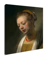 Obrazy i zdjęcia na płótnie - Young Woman with a Red Necklace, Rembrandt - obraz na płótnie Wymiar do wyboru: 20x30 cm - miniaturka - grafika 1