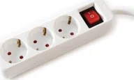 Kable - Kabel zasilający Value VALUE 3-drożna listwa zasilająca z wyłącznikiem, biała, 1,5 m - miniaturka - grafika 1