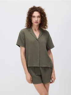 Reserved - Dwuczęściowa piżama z muślinu - oliwkowy - Moda i Uroda OUTLET - miniaturka - grafika 1