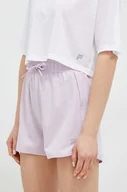 Spodenki damskie - Fila szorty treningowe Rende kolor fioletowy gładkie high waist - miniaturka - grafika 1