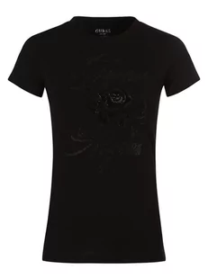GUESS - T-shirt damski, czarny - Koszulki i topy damskie - miniaturka - grafika 1