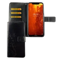 Etui i futerały do telefonów - Etui na telefon komórkowy Nokia 8.1 / Nokia X7 etui ochronne etui z klapką etui na kartę czarny - miniaturka - grafika 1