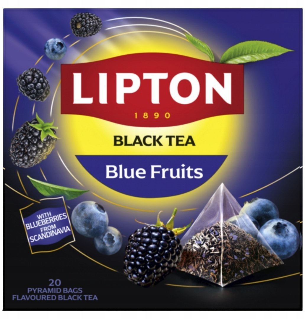 Lipton Herbata LIPTON czarna, jeżyna i borówka, 20 piramidek
