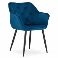 Taborety i hokery - Krzesła z podłokietnikami MADERA 3717 niebieski welur / 2 sztuki - miniaturka - grafika 1