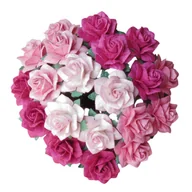 Zabawki kreatywne - Kwiaty RÓŻE papierowe STAR miks różowy 25mm - 50 szt - miniaturka - grafika 1