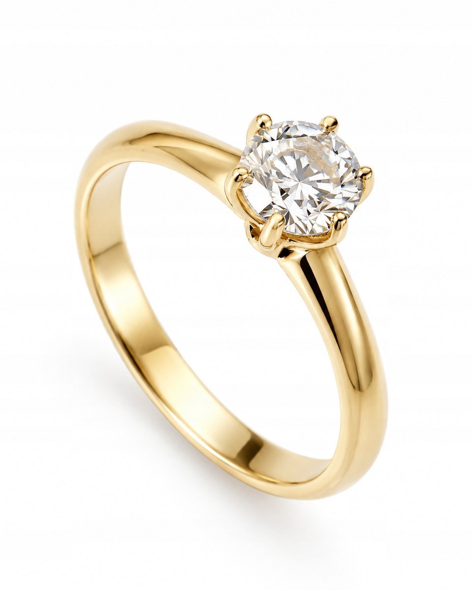 KLASYCZNY ZŁOTY PIERŚCIONEK ZARĘCZYNOWY Z BRYLANTEM 0.5CT 14KT 585