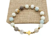 Bransoletki - Bransoletka różaniec na rękę amazonit mat sakwa - miniaturka - grafika 1