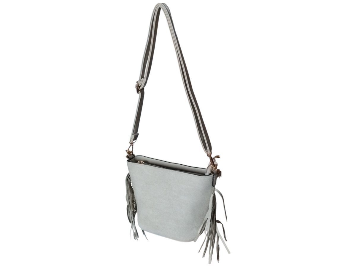 Torebka Damska, Mała Modna Listonoszka Na Ramię, Miejska, Eko-Zamsz, Szary