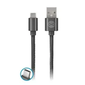 Kable USB - FOREVER FOREVER Kabel USB USB-C 1M skóra czarny - miniaturka - grafika 1