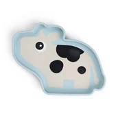 Miseczki i talerzyki dla dzieci - Done by Deer Talerzyk z Przyssawką Stick&Stay Krówka Dotti Blue - miniaturka - grafika 1