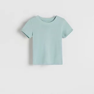 Reserved - Baweniany t-shirt basic - Turkusowy - Koszulki dla dziewczynek - miniaturka - grafika 1