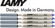 Wkłady do długopisów - Lamy Zapasowy wkład do długopisu M16 o dużej pojemności, trwały, końcówka M, niebieski, 4 sztuki - miniaturka - grafika 1