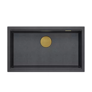 DASH 110 GraniteQ zlewozmywak black diamond 76x44x23,5 cm 1-komorowy wpuszczany z syfonem manualnym złoty - Zlewozmywaki - miniaturka - grafika 1